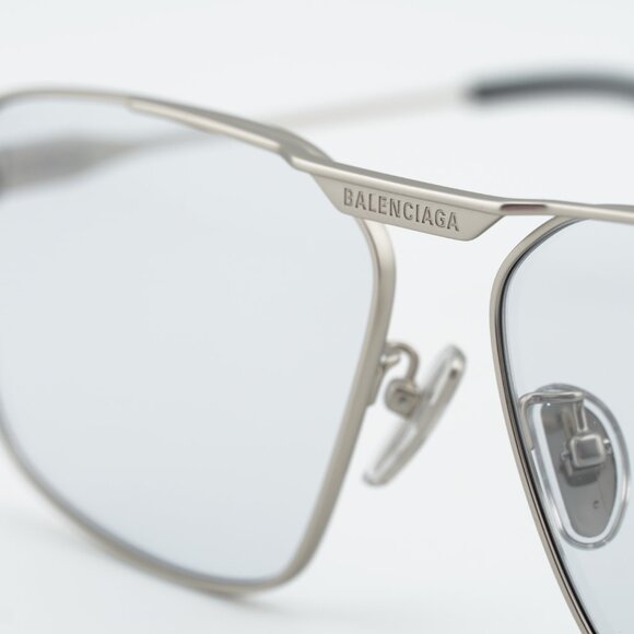 Balenciaga BB0418SK 004 Sunglasses Silver Square Frame, Grey Lenses main image 7